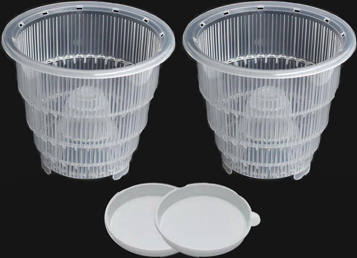 Multi Media Group Orchidee pot - Set van 2 - Bloempot orchidee - 14x12cm - Transparant