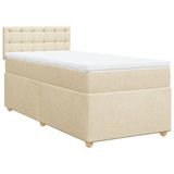 vidaXL Boxspringbed met matras, crème kleur, 90x190 cm, met stoffen bekleding