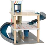 Garage en bois avec ascenseur, pour 2 voitures électriques, à partir de 3 ans.