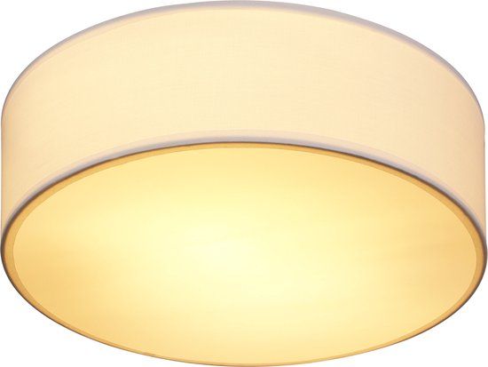 Monzana Plafondlamp - 40W Rond 30cm E27 - Wit - Stof