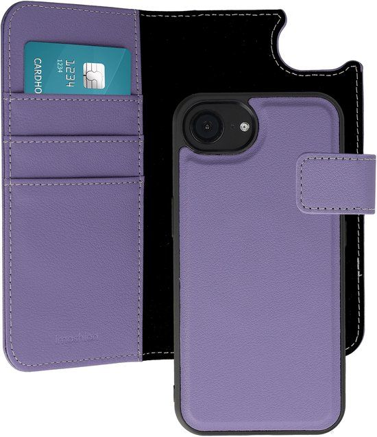 imoshion Hoesje - Geschikt voor Apple iPhone 17e / 16e - Uitneembare 2-in-1 Luxe Bookcase - Paars