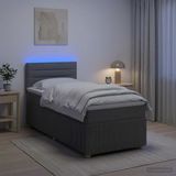 vidaXL Boxspringbed met matras, donkergrijs, 80 x 200 cm, stof