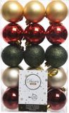 Decoris kerstballen - 30x st - rood/groen/goud - D6 cm - kunststof