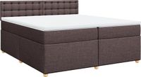 vidaXL Boxspring met matras stof donkerbruin 200x200 cm