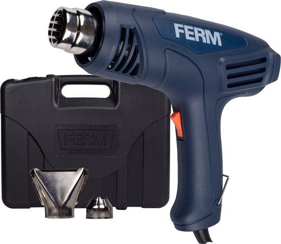 FERM HAM1015 Heteluchtpistool - 2000W - 2 temperatuurstanden - Inclusief 2 opzetstukken en koffer