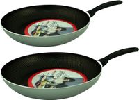 Merkloos Koekenpan/hapjespan - 2x stuks - zilver - dia 30/26 cm - anti-aanbaklaag - alle warmtebronnen