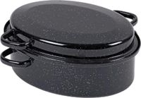 KRÜGER Wildbraadpan 26cm ovaal emaille zwart met witte spikkels