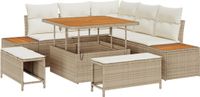 vidaXL Tuinbank Set 8-delig Beige Polyrattan
