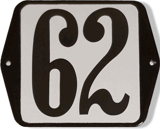 Huisnummer standaard nummer 62 - Hout - Wit - 75 cm - 1 jaar garantie