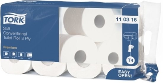 - Tork Traditioneel Toiletpapier 3laags Wit 250 Vel T4 Premium
