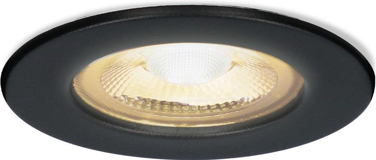 HOFTRONIC Nola - LED inbouwspot badkamer en buiten - Zwart - Dimbaar - Spotjes verlichting - Badkamerverlichting - IP65 Waterdicht - Rond Ø 53mm - 2700K Extra warm wit (sfeervol) - 5 Watt - 400 Lumen - Plafondspots