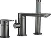 Sans marque Robinet de baignoire Robinet de douche - Ensemble 3 trous - Amélioration de salle de bain - Laiton pivotant à 360° - Monocommande - Gris brossé