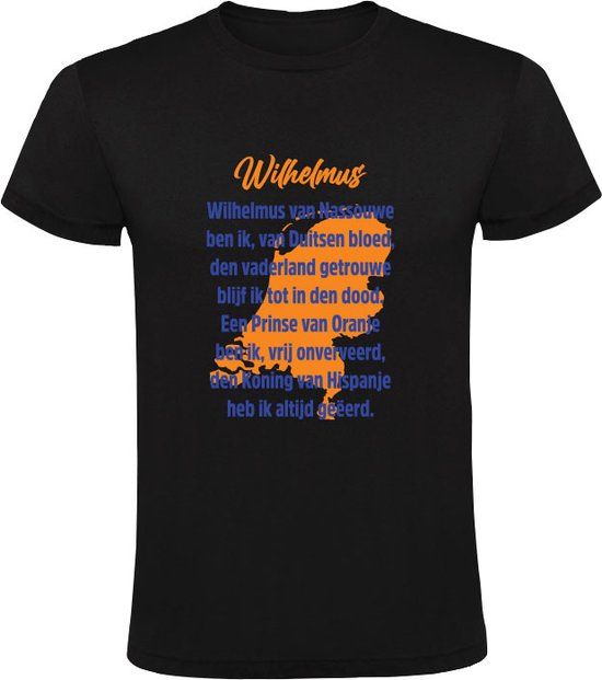 Wilhelmus Heren T-shirt - Zwart - Maat S