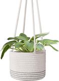 Macramé plantenhouder van katoen, voor binnenshuis, geschikt voor potten tot 18 cm in diameter, modern wanddecor, organizer, woonaccessoire met een touw van 50,8 cm lang.