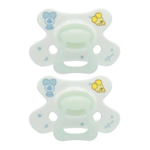 Difrax fopspeen Natural 20+ maanden - Woezel & Pip - Glow in the Dark (2 stuks)