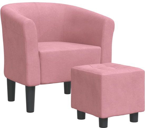 vidaXL Kuipstoel met voetenbank fluweel roze