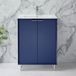 Hudson Reed Meuble vasque - 60 cm - Plan encastré - Sur pieds - Bleu - Poignée design chromée - Salle de Bains