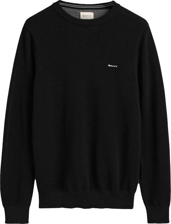 GANT Cotton Pique C-Neck Trui - Zwart - L - Heren