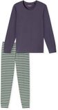 SCHIESSER Pyjama lang Dames Gestreept Indigo Blauw 100% Katoen Maat 44