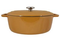 Cosy & Trendy Ovale braadpan van geëmailleerd gietijzer, 6,3 l, amber goud, 31 x 24 x 12 cm