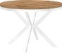 ENDIK Table à manger blanc, 120/220 cm extensible, chêne Wotan avec piètement annulaire – Industriel, style Loft