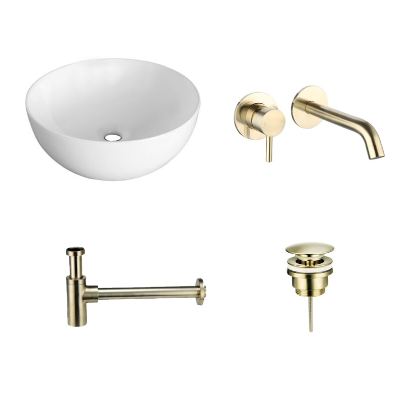 Badkamerplanet Viona Waskomset - Goud - 40,5x40,5x14 cm - Keramiek