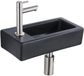 QeramiQ Fuente Fonteinset - 37.5x18.5x9cm - keramiek - kraangat links - fonteinkraan geborsteld RVS - afvoerplug - verlaagd sifon - Mat Zwart