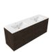 Saniclass Set meuble de salle de bain en bois - 160x45x62cm - Lavabo en céramique Vygo blanc - 2 vasques - 2 trous de robinet - 4 tiroirs - chêne mat charcoal (bois) SW1578622/SW1471933