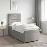 vidaXL Boxspringbed met matras Lichtgrijs 90 x 190 cm Stof