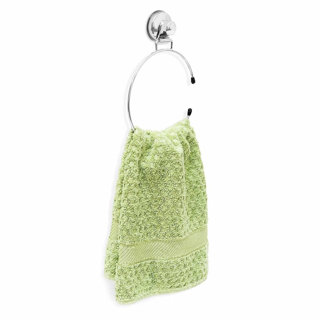 Relaxdays Handdoek ring zonder te boren zuignap handdoek houder zilver hoogglans
