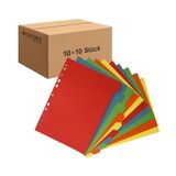 Westcott Register voor ordners A4 (verpakking van 10 stuks), tabbladen voor DIN A4-ordners, 10 gekleurde tabs in 5 kleuren als order-organizer, robuust 160 g/m² met Euro-perforatie, E-1733312 00
