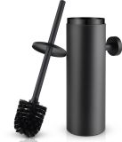 Unyqoos Zwarte Mat Toiletborstelset met Wandmontage en Wateropvangbak