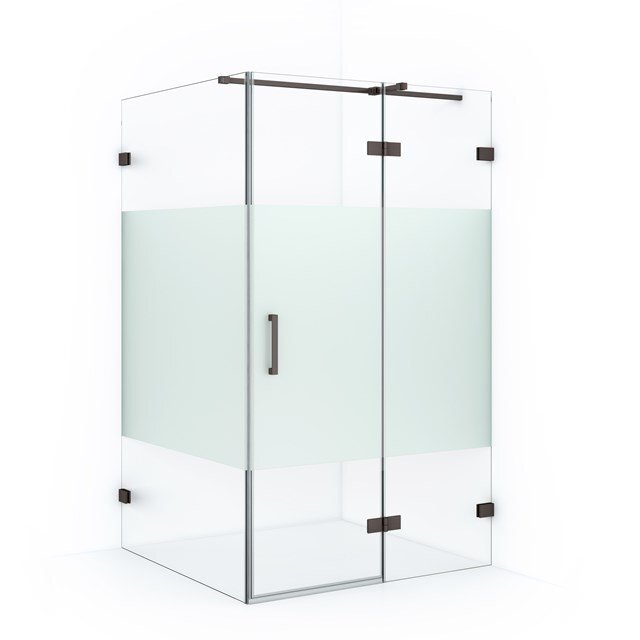 Maxaro Douchecabine Diamond 120x90cm 8mm Helder Veiligheidsglas met Matte Strook Zwart Metaal