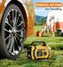 Compresseur de pneus portable pour voiture, moto et vélo - 12V - Pompe à air électrique - Affichage de pression LCD - Arrêt automatique - Lumière LED - Jaune