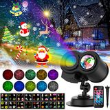 YAZEKY LED-kerstverlichting Projector Outdoor Indoor, 2-in-1 Afstandsbediening Xmas Lights met 12 schakelbare patronen & 10 kleuren Watergolfeffect voor buiten Indoor Xmas Party Garden