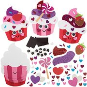 Baker Ross FX329 Liefdeshart Cupcake Magneet sets - pak van 8, Valentijnsdag Schuim Knutsel Set voor kinderen