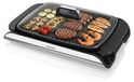 Arendo Grill de table, grill électrique, adapté pour balcon, jardin et intérieur, avec couvercle en verre, acier inoxydable, revêtement antiadhésif, 2000W, température réglable en continu