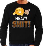 Bellatio Decorations Shoppartners Bv Funny emoticon sweater - This is heavy shit - zwart - heren - poep - scheten laten - Fun / cadeau trui L