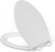 Abattant de toilette Ovale - Couvercle allongé - Confort de salle de bain - Fermeture lente - 47x36cm - Blanc