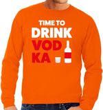 Bellatio Decorations Time to Drink Vodka oranje tekst sweater heren L