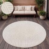 Paco Home Vloerkleed Voor Binnen En Buiten Balkon Terras Scandinavisch Boho Eenkleurig 200 cm Rund