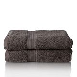 Glart Premium badstoffen handdoekenset, ANTRACIET, 2 douchehanddoeken van 70 x 140 cm