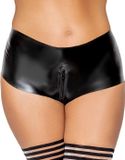 Late OV-Großhandel Latex Broekje Hotpants met Rits Zwart 2XL