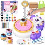 Set de potier pour enfants - Licorne - Tour de potier avec pédale - 4 argiles