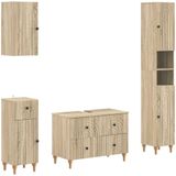 vidaXL - 4-delige Badkamerkast Set ALKMAAR Sonoma Eiken Bewerkt hout