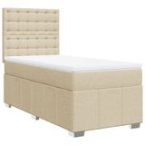 VidaXL Boxspring met matras stof crèmekleurig 140x200 cm