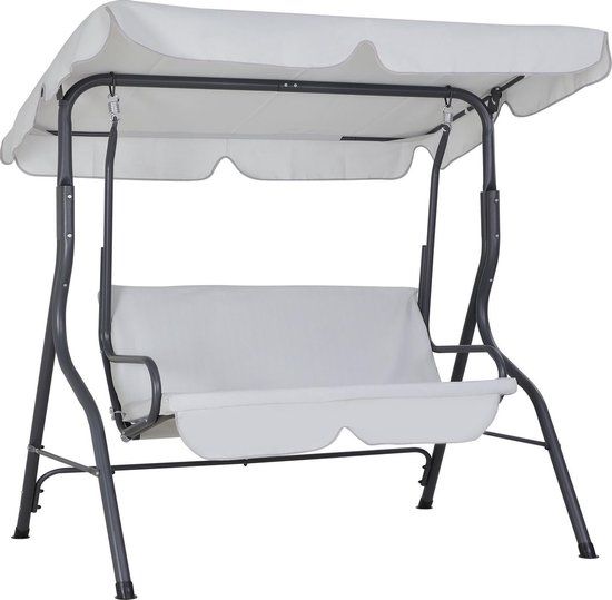 Casaria Hollywood Schommel - 2 Zits - Lichtgrijs - Weerbestendig - Incl. Kussen