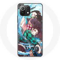 Maniacase Etui voor Xiaomi Mi 11 Lite Tanjiro en Nezuko Demon Slayer Kimetsu no Yaiba Anime