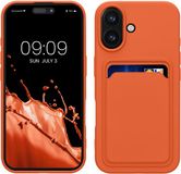 kwmobile telefoonhoesje geschikt voor Apple iPhone 16 - Hoesje met pasjeshouder - TPU case in oranje