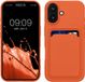 kwmobile telefoonhoesje geschikt voor Apple iPhone 16 - Hoesje met pasjeshouder - TPU case in oranje